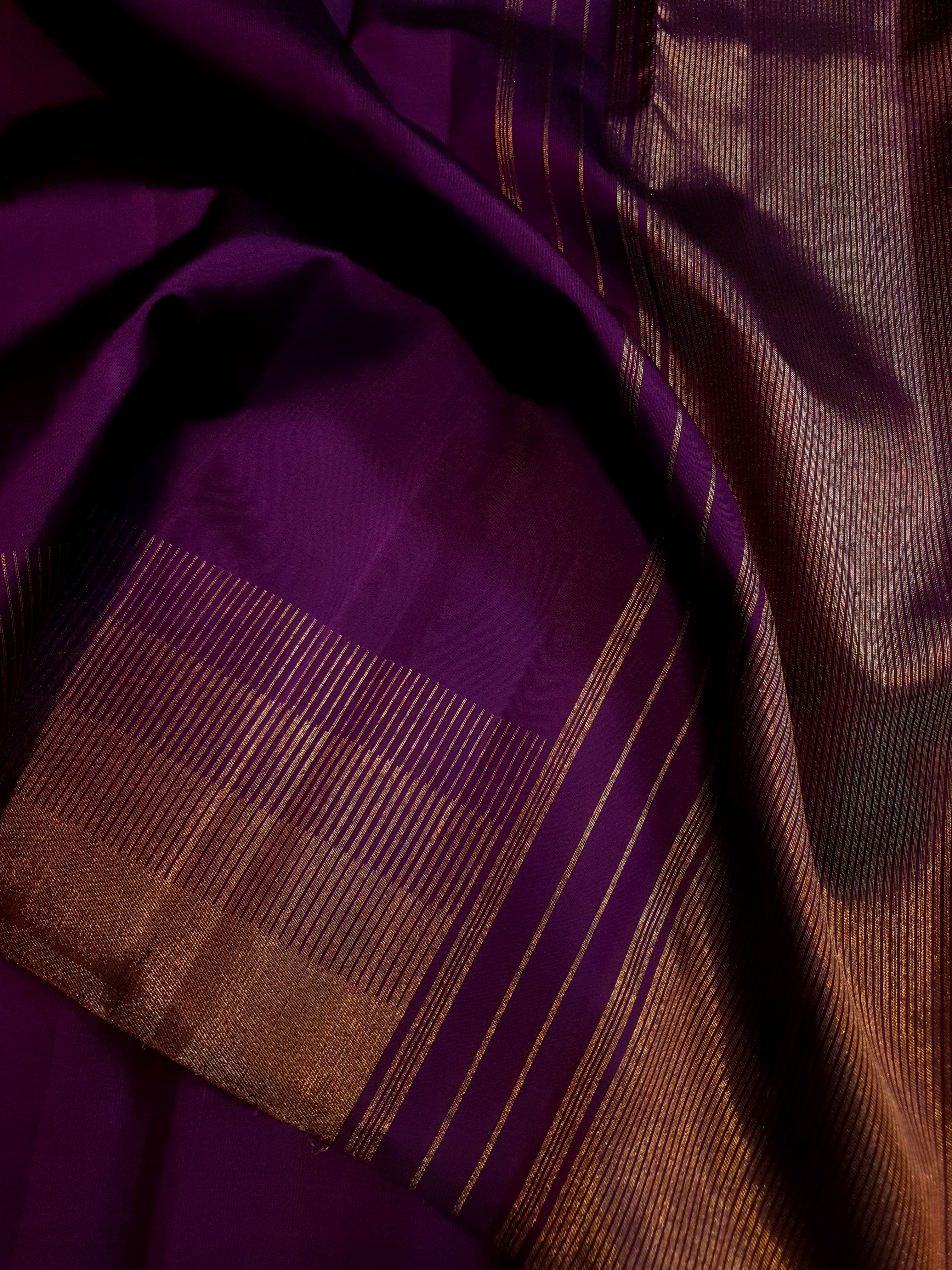 Deep Purple Kanchipuram Handloom Bridal Silk Saree